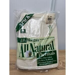 J.E. Morgan Men's All Natural Thermals Ankle Length Drawers White Cotton MED